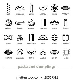 Pasta and dumplings icons