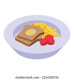 Pasta egg bread icon isometric vector. German chef. Dish food