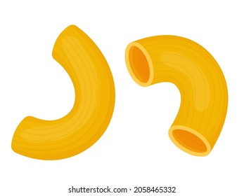 Pasta elbows. Italian pasta cartoon illustration isolated on white background.