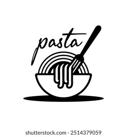 Pasta emblem logo vector illustration template black and white. Art icon of spaghetti