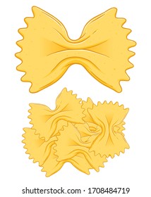 Pasta farfalle hand drawn vector illustration, isolated on white background