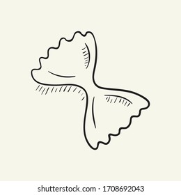 Pasta farfalle. Italian macaroni.  Hand drawn vector illustration.
