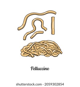 pasta, fettuccine, italian, food, icon, isolated, vector, illustration,