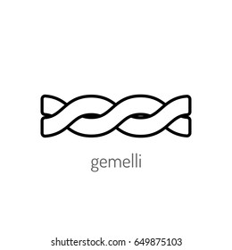Pasta. Flat linear icon isolated. Black and white object