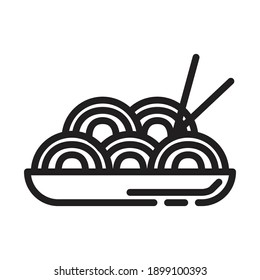 Icono de comida de pasta. Logo del Signo de Ilustración de Diseño del Vector.