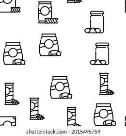 Pasta Food Package Vector Seamless Pattern Thin Line Illustration