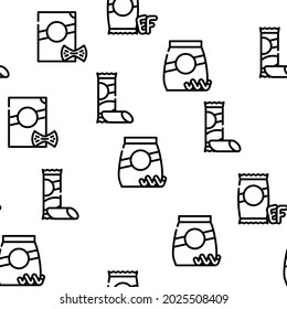 Pasta Food Package Vector Seamless Pattern Thin Line Illustration