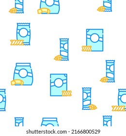 Pasta Food Package Vector Seamless Pattern Color Line Illustration