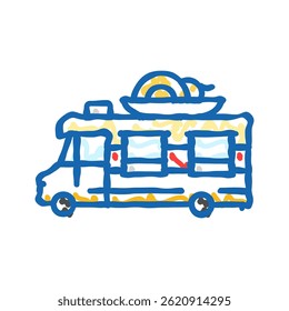 pasta food truck doodle icon sketch vector. pasta food truck sign. isolated symbol illustration