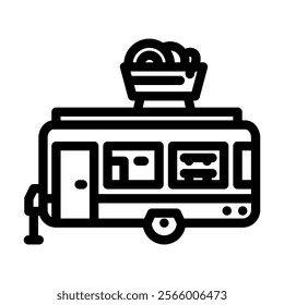 pasta food truck line icon vector. pasta food truck sign. isolated contour symbol black illustration