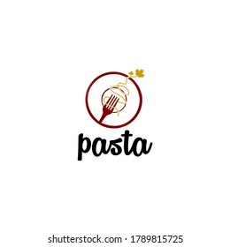 Pasta with fork and Canadian maple leaf logo vector