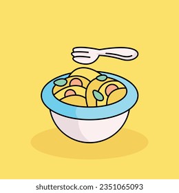 Pasta Free vector cartoon icon illustration.Brunch icon concept isolated . flat cartoon style