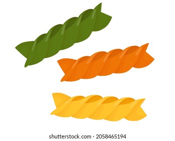 Pasta fusilli. Italian pasta cartoon illustration isolated on white background.