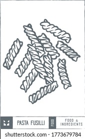 Pasta fusilli Vector illustration - Hand drawn - Out line