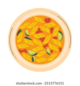 pasta fusilli and vegetables isolated