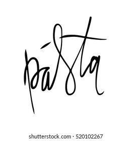 Pasta hand lettering logo design. Vector illustration.