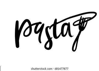 Pasta hand lettering logo design. Vector illustration.