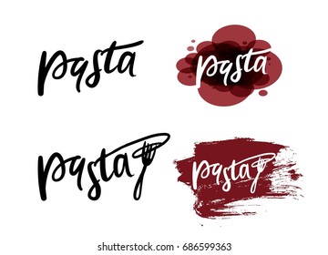 Pasta hand lettering logo design. Vector illustration.