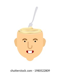 Pasta In Head. Mess In Head. Vector Illustration