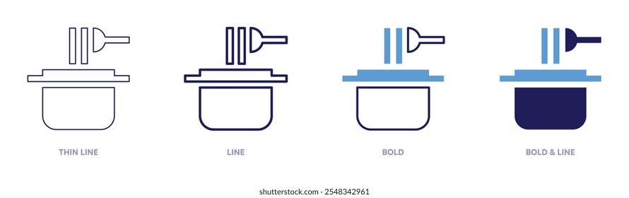 Pasta icon in 4 different styles. Thin Line, Line, Bold, and Bold Line. Duotone style. Editable stroke.