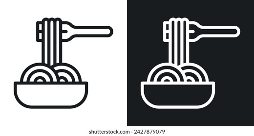 Pasta Icon Designed in a Line Style on White Background.