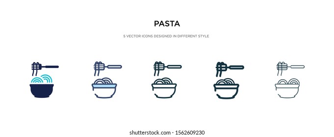 pasta icon in different style vector illustration. two colored and black pasta vector icons designed in filled, outline, line and stroke style can be used for web, mobile, ui