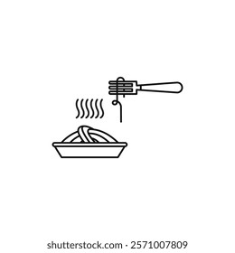 Pasta icon flat line symbol set.