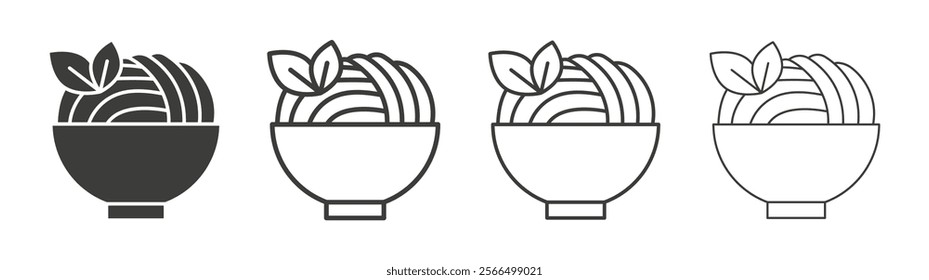 Pasta icon flat and linear vector illustration on white background.