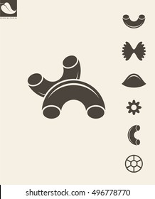 Pasta icon set. Vintage style. Isolated pasta on brown background. Vector illustration