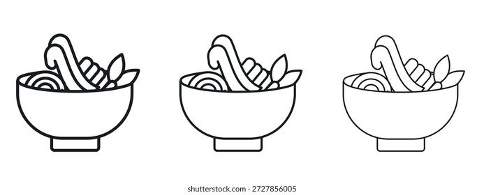Vektor-Logo-Design-Vorlage mit Pasta-Symbol. Bearbeitbare Strichgrafiken.