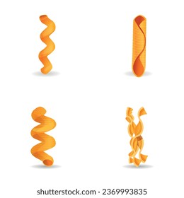 Pasta icons set cartoon vector. Macaroni, dough product. Italian food