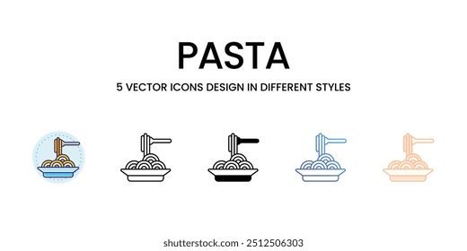 Conjunto de iconos de pasta listo para usar ilustración de stock de Vector