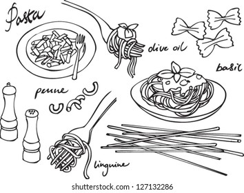 Pasta & Italian food vector set