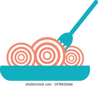 Pasta junk delicious food trendy icon on white background for web graphic