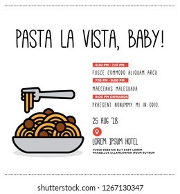 Pasta La Vista Baby Invitation Design with Where and When Details