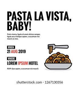 Pasta La Vista Baby Invitation Design with Where and When Details