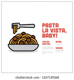 Pasta La Vista Baby Invitation Design with Where and When Details