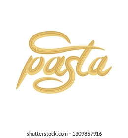 Pasta lettering logo design. Vector illustration.