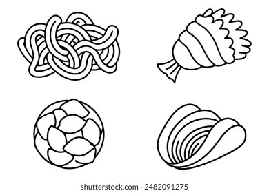 Pasta Line Art Artistic Stylish Minimalist Design Illustrations