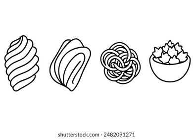 Pasta Line Art Stylish Artistic Detailed Design Illustrations