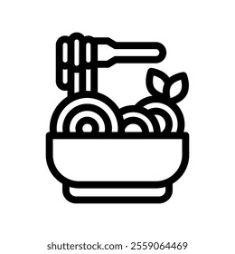 pasta line icon illustration vector graphic. Simple element illustration vector graphic, suitable for app, websites, and presentations isolated on white background