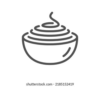 Pasta line icon. Spaghetti plate sign. Noodle bowl symbol. Quality design element. Linear style pasta icon. Editable stroke. Vector