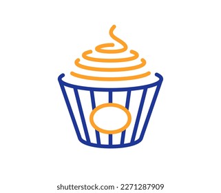 Pasta line icon. Spaghetti take away sign. Noodles bowl symbol. Colorful thin line outline concept. Linear style pasta icon. Editable stroke. Vector