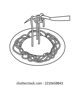Icono de línea de pasta vector spaghetti food