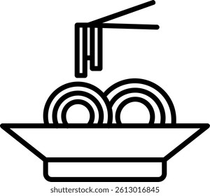 Pasta Line Vector Icon Design