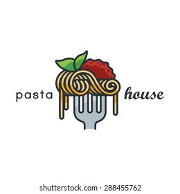Pasta lineart logo. Vector illustration of spaghetti