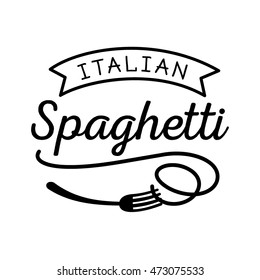 Pasta Logo Design With Spoon And Fork In Black Color Minimal Look