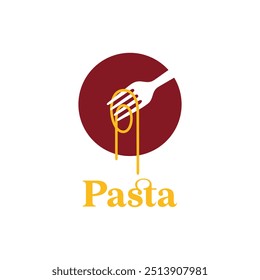 Pasta-Logo, Vektorgrafik-Vorlage auf einem Kreis. Kunst-Ikone der Spaghetti