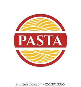 Pasta logo vector illustration template in circle. Art icon of spaghetti