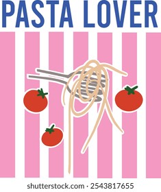 Amante de la pasta lindo italia spaghetti ciao bella ilustración gráfico foodie